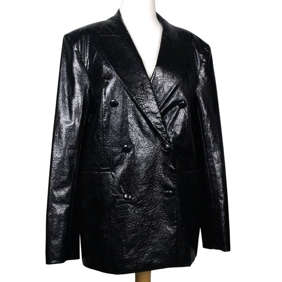 Rotate Birger Christensen Double-Breast Faux Leather Women Oversize Blazer US 8 - Picture 1 of 11
